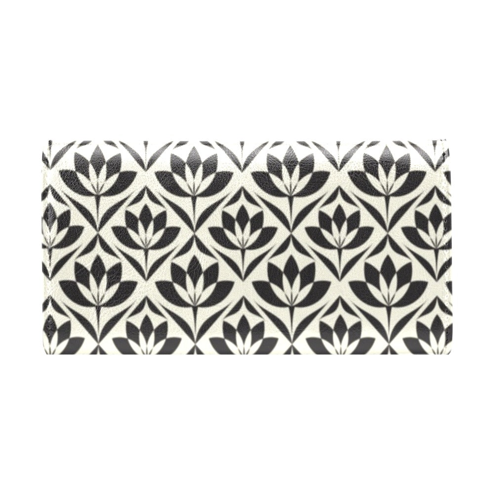 Lotus Pattern Print Women's Trifold Wallet