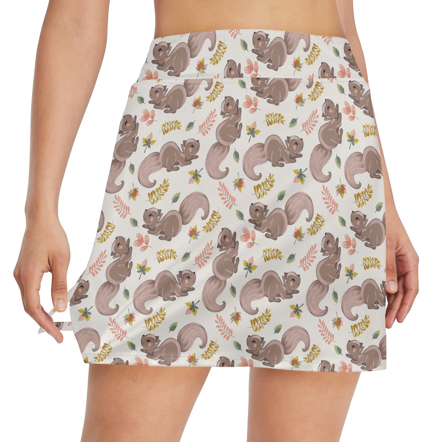 Squirrel Print Design LKS307 17" Golf & Pickleball Skort with Pockets