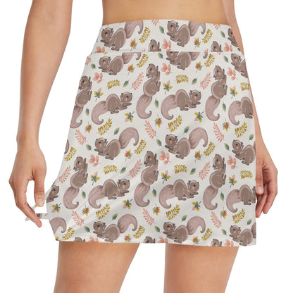 Squirrel Print Design LKS307 17" Golf & Pickleball Skort with Pockets