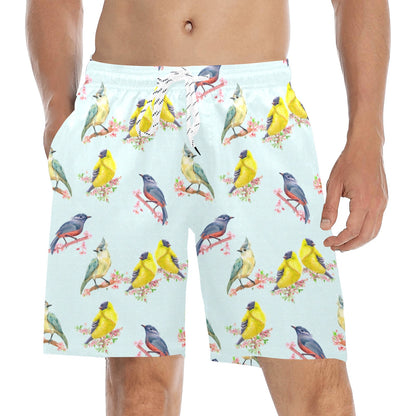 Bird Sweet Themed Print Pattern Men's Swim Trunks Beach Shorts