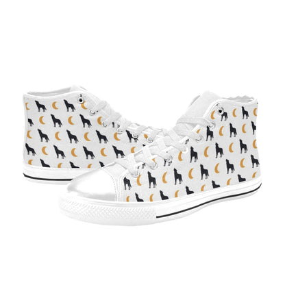 Wolf Moon Print Design LKS302 Men's High Top Canvas Shoes
