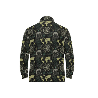 World Map Print Design LKS303 Long Sleeve Polo Shirt For Men's