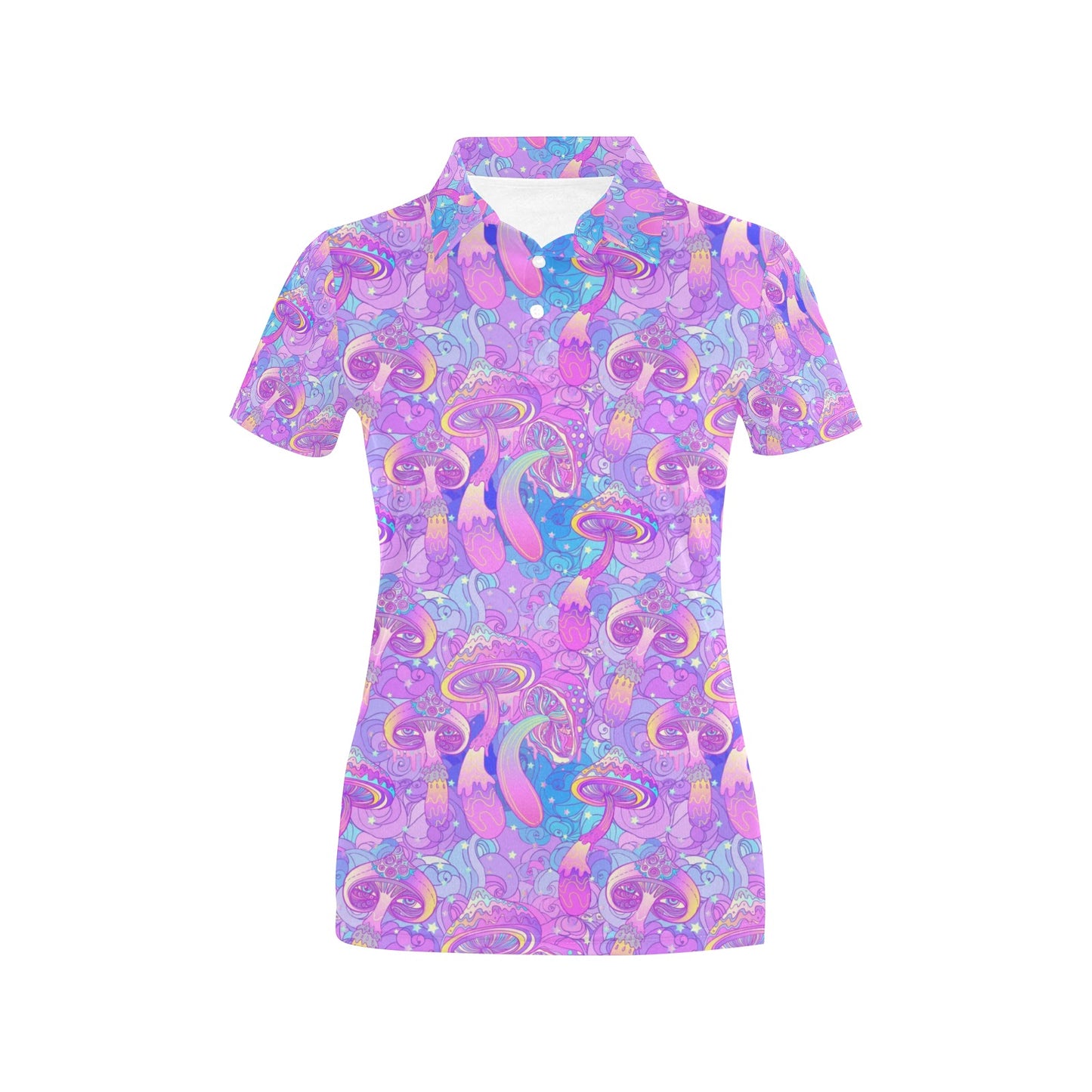 Psychedelic Trippy Mushroom Print Women's Polo Shirt