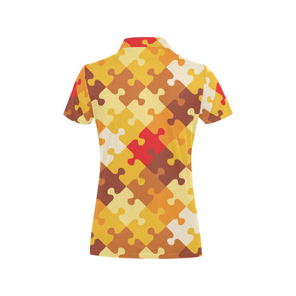 Puzzle Pattern Print Design A01 Women's Polo Shirt