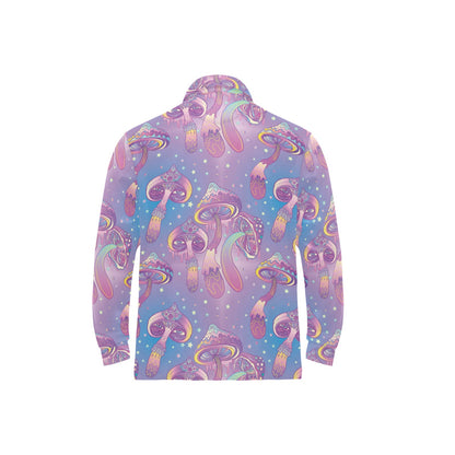 Psychedelic Mushroom Pattern Print Design A01 Long Sleeve Polo Shirt For Men's