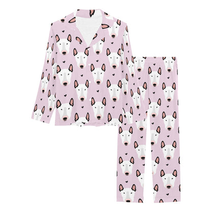 Bull Terrier Pink Print Pattern Women's Long Pajama Set