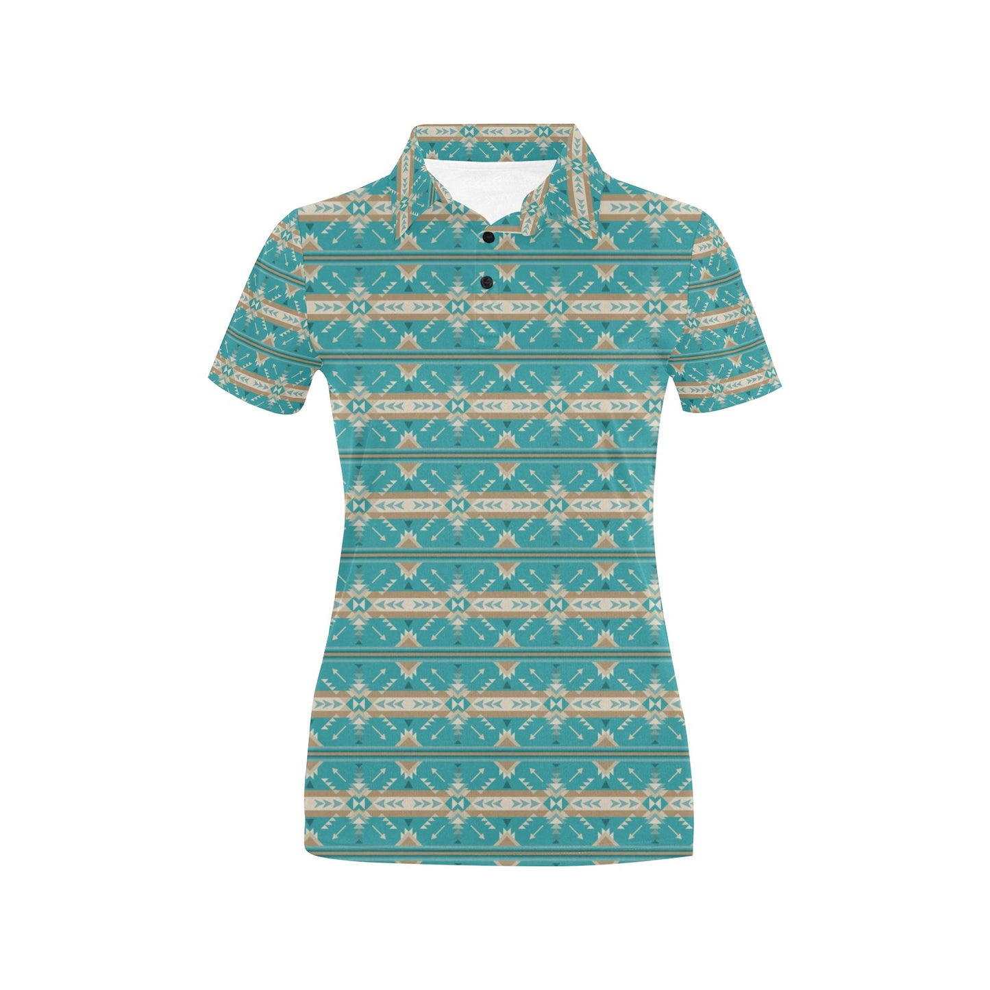 Southwest Native Design Themed Print Women's Polo Shirt