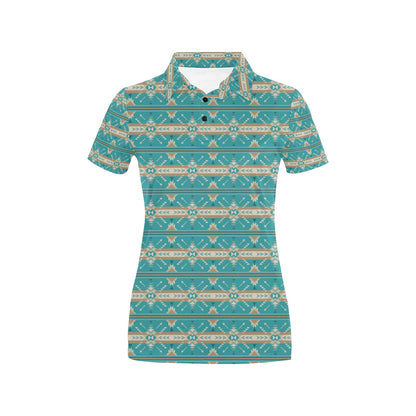 Southwest Native Design Themed Print Women's Polo Shirt