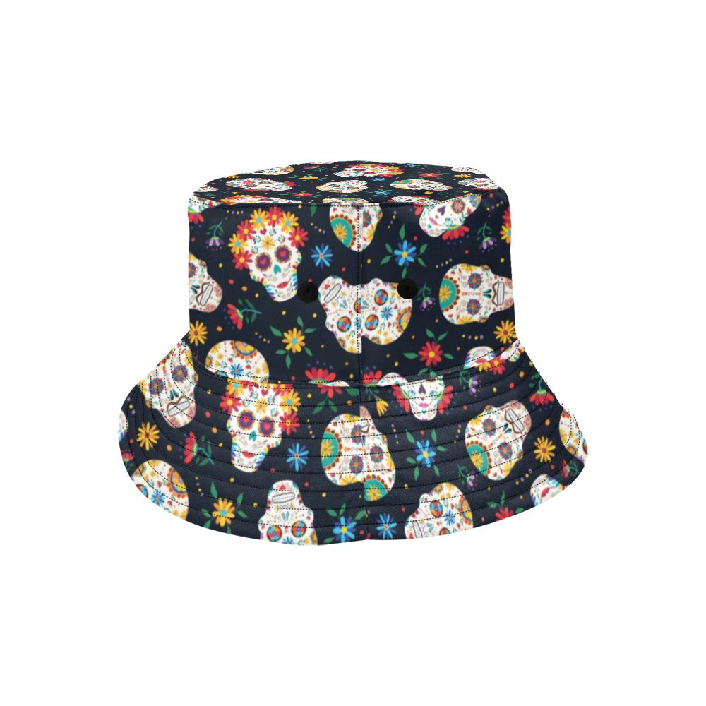 Sugar Skull Print Design LKS305 Unisex Bucket Hat