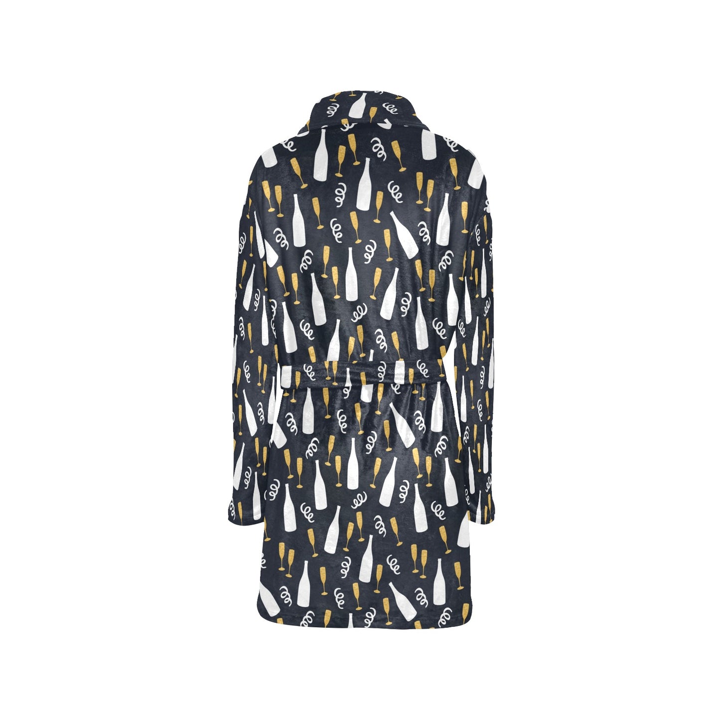 Champagne Pattern Print Design 01 Women's Fleece Robe
