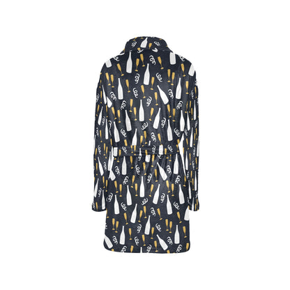 Champagne Pattern Print Design 01 Women's Fleece Robe