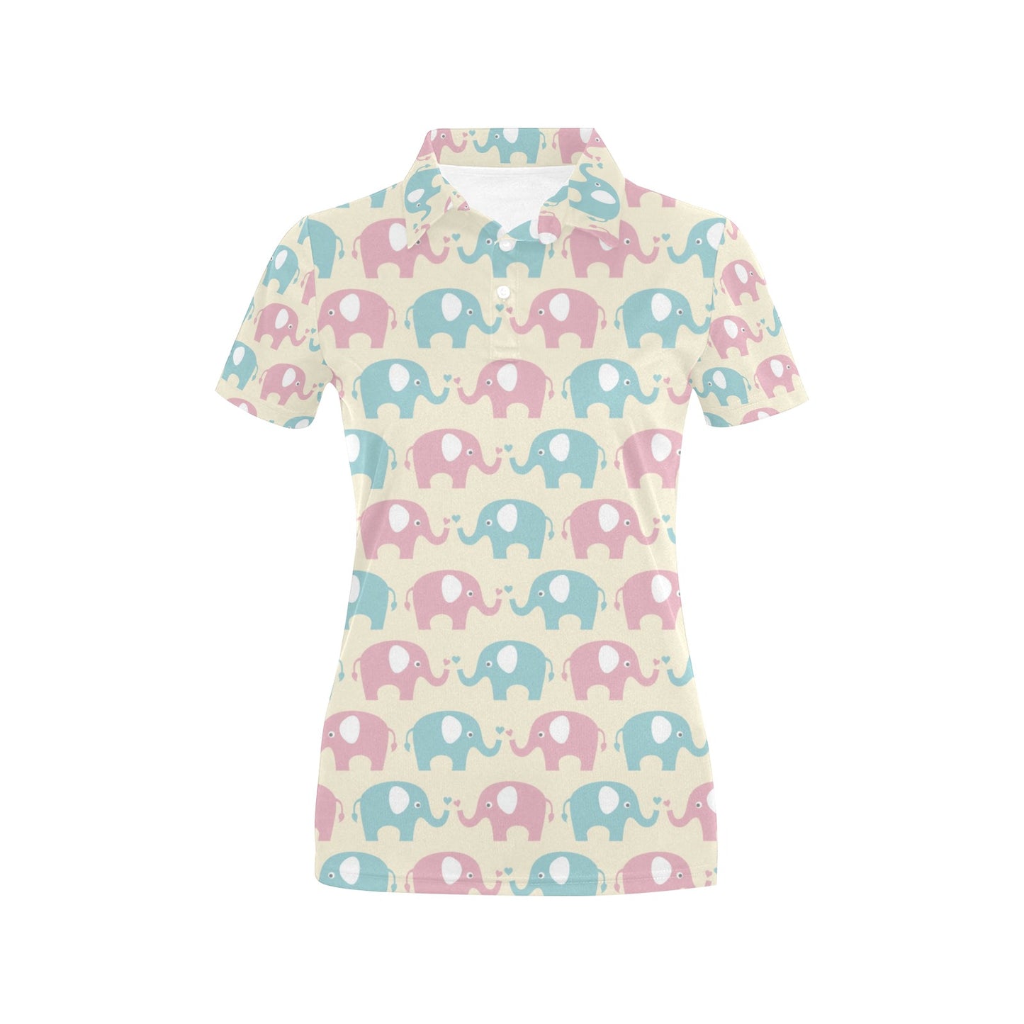 Elephant Baby Pastel Print Pattern Women's Polo Shirt