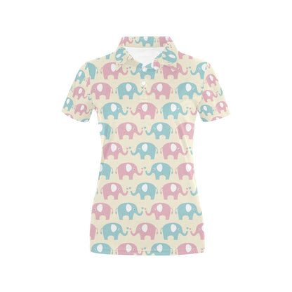 Elephant Baby Pastel Print Pattern Women's Polo Shirt