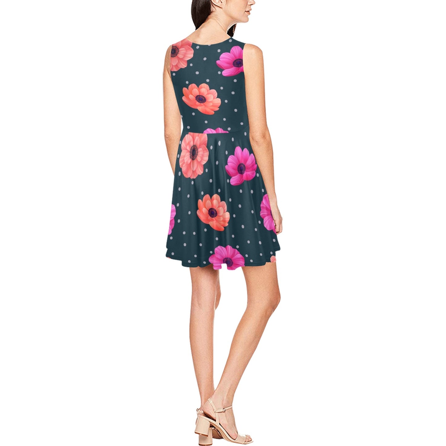 Anemone Pattern Print Design AM08 Sleeveless Dress