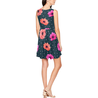 Anemone Pattern Print Design AM08 Sleeveless Dress