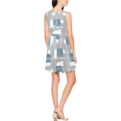 Polar Bear Pattern Print Design A03 Sleeveless Dress