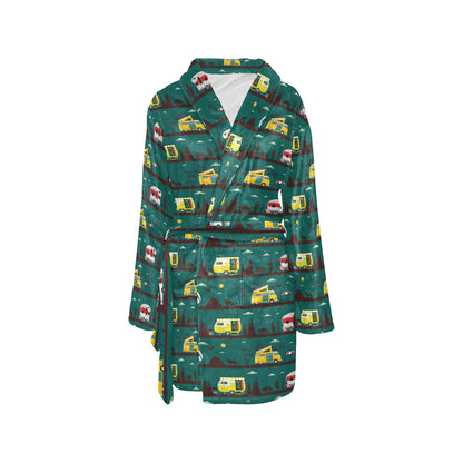 Camper Pattern Print Design 05 Women's Fleece Robe