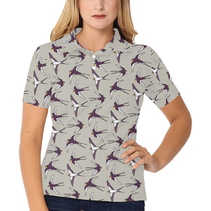 Swallow Bird Pattern Print Design 03 Women's Polo Shirt