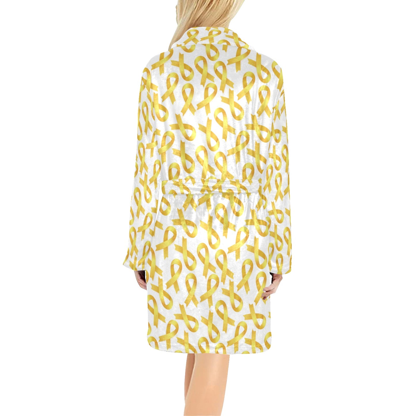 Childhood cancer Pattern Print Design 02 Women's Fleece Robe