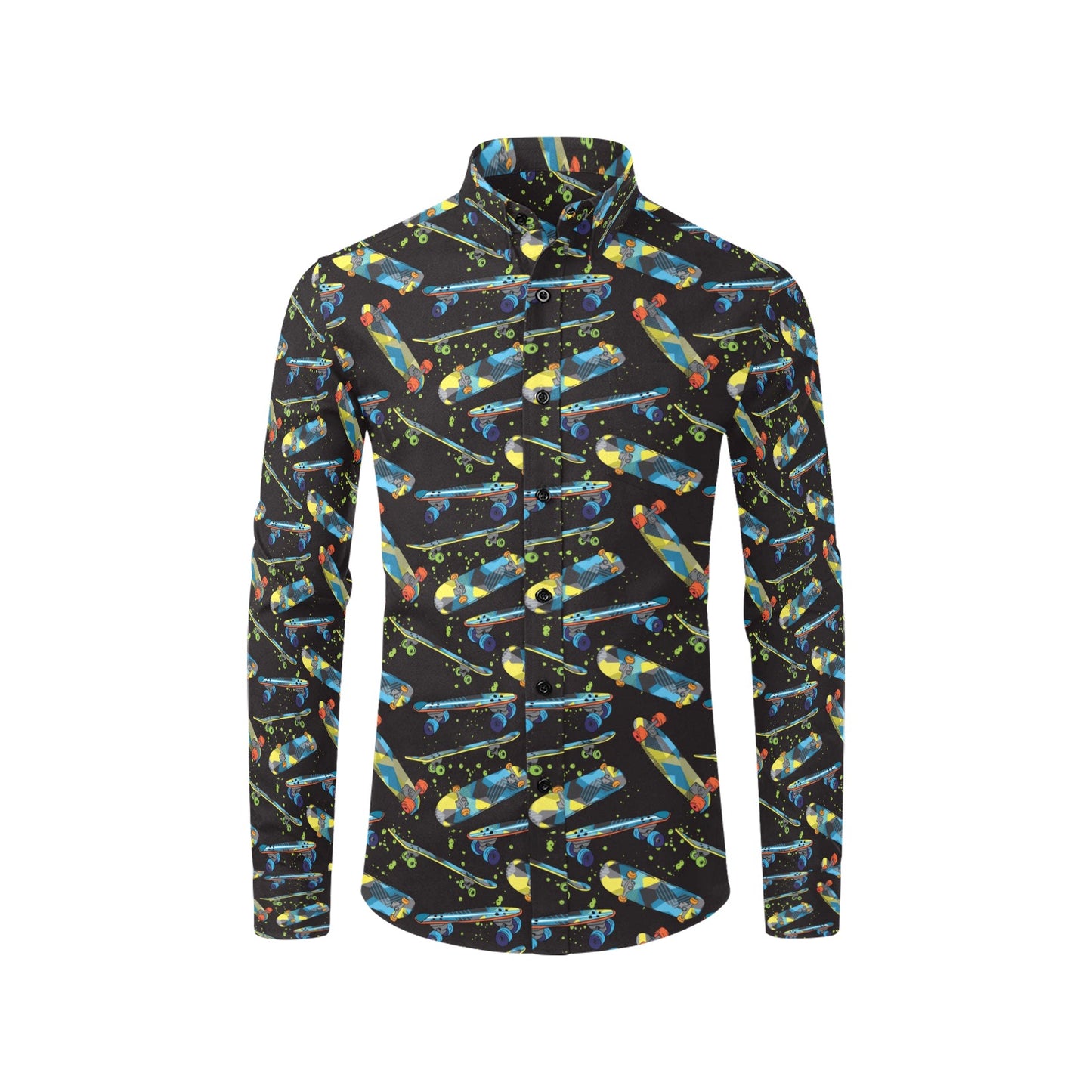 Skateboard Print Design LKS305 Men's Long Sleeve Dress Shirt