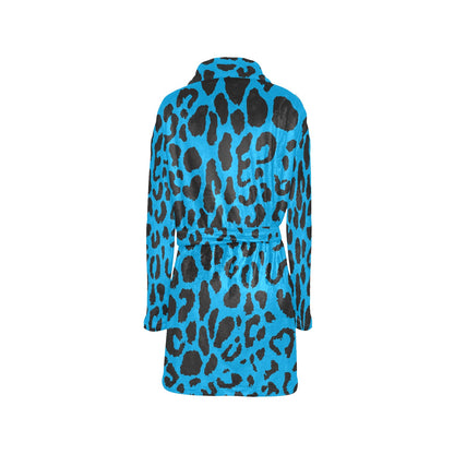 Cheetah Blue Print Pattern Women's Fleece Robe