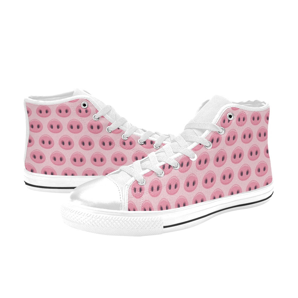 Pig Print Design LKS401 Men's High Top Canvas Shoes