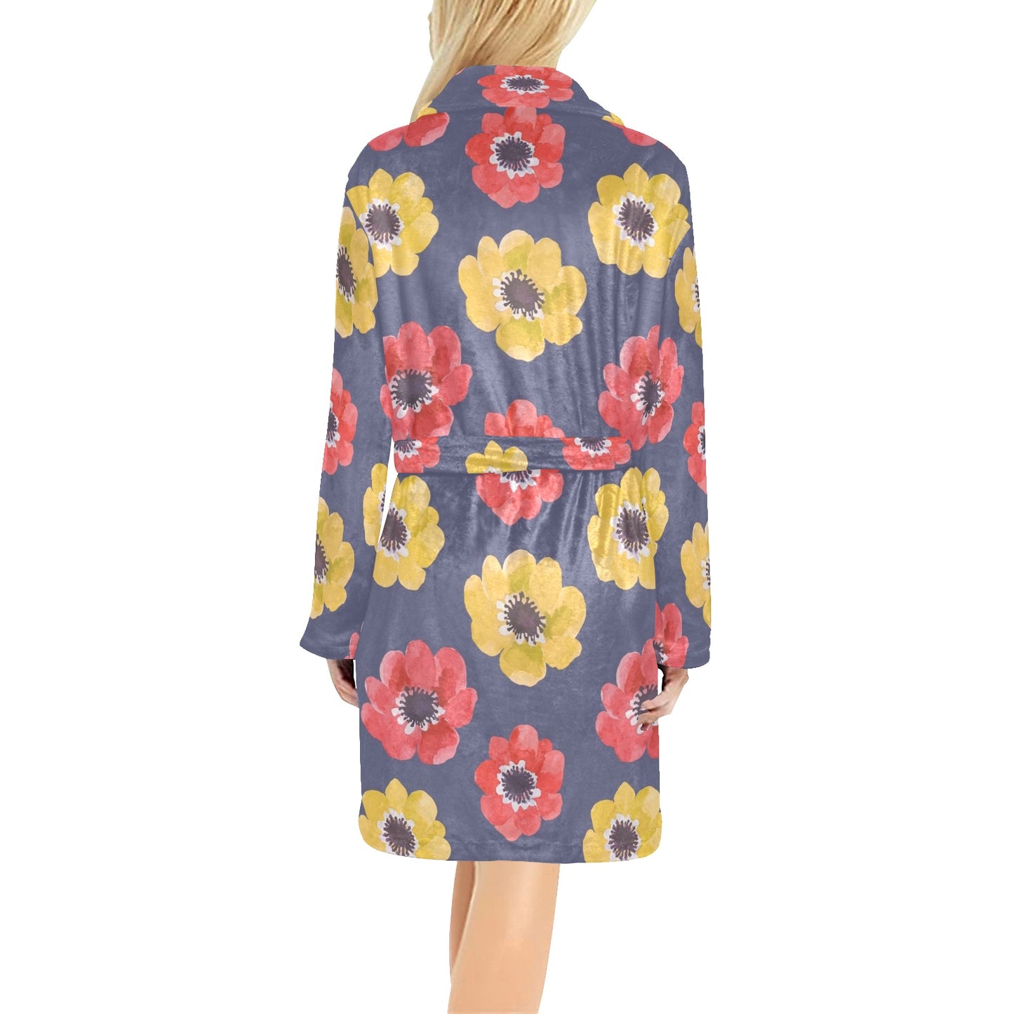 Anemone Pattern Print Design AM010 Women's Fleece Robe