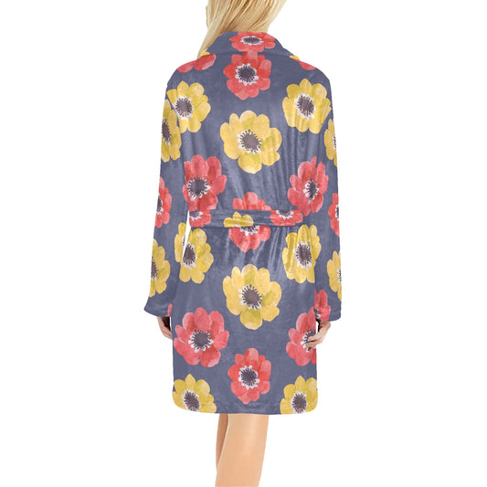 Anemone Pattern Print Design AM010 Women's Fleece Robe