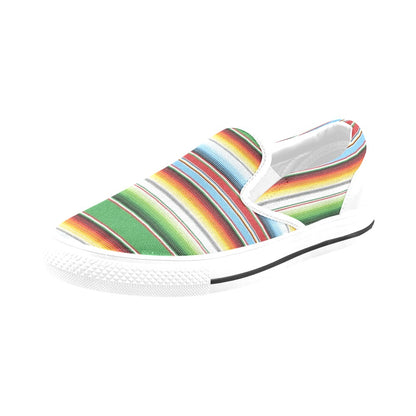 Serape Print Design LKS302 White Slip Ons Canvas Women's Shoes