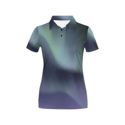 Aurora Borealis Pattern Print Design 01 Women's Polo Shirt