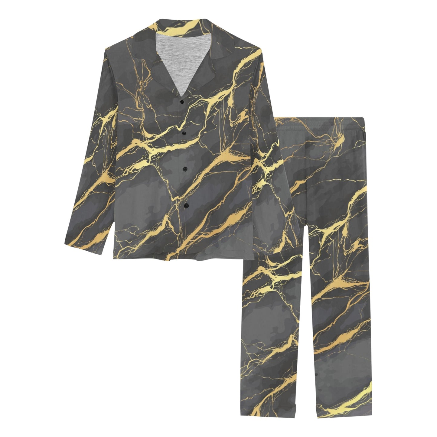Marble Pattern Print Design 02 Women's Long Pajama Set
