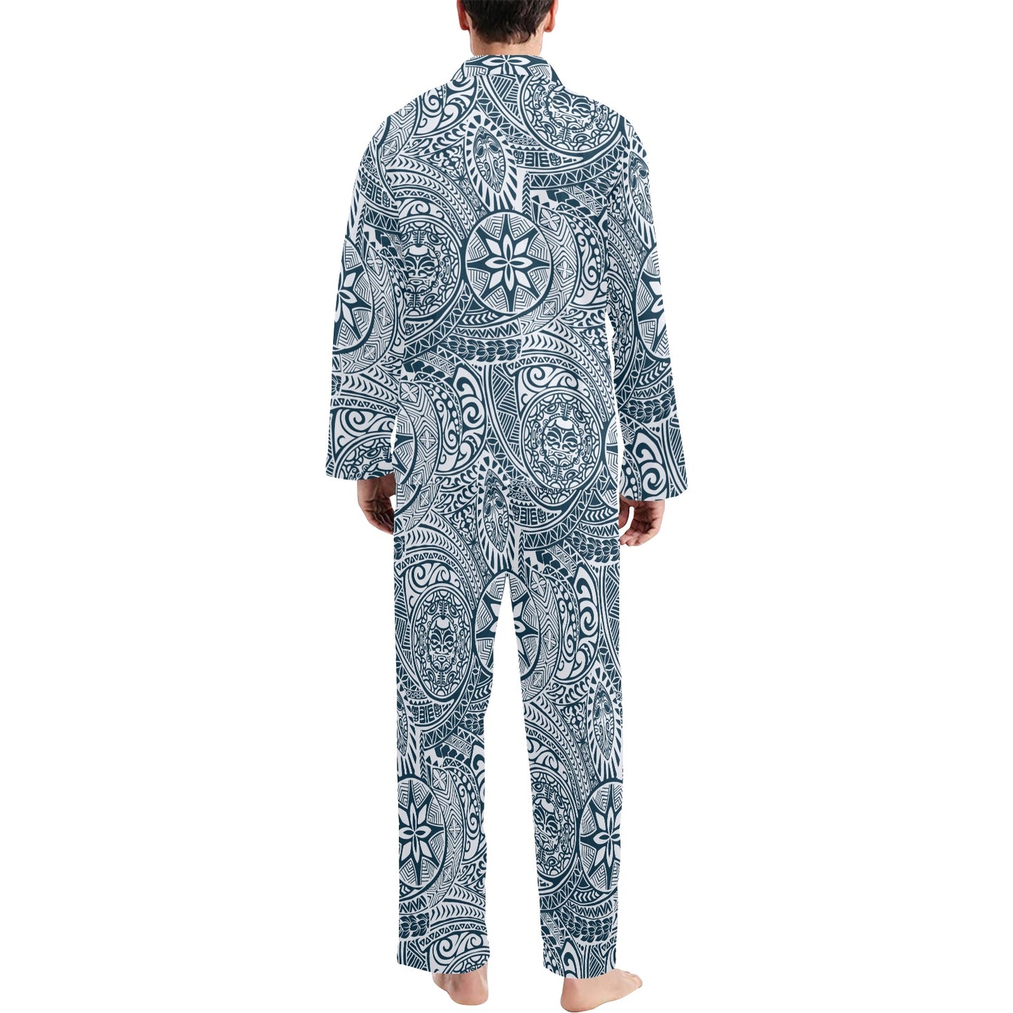 Polynesian Pattern Print Design A03 Men's Long Pajama Set