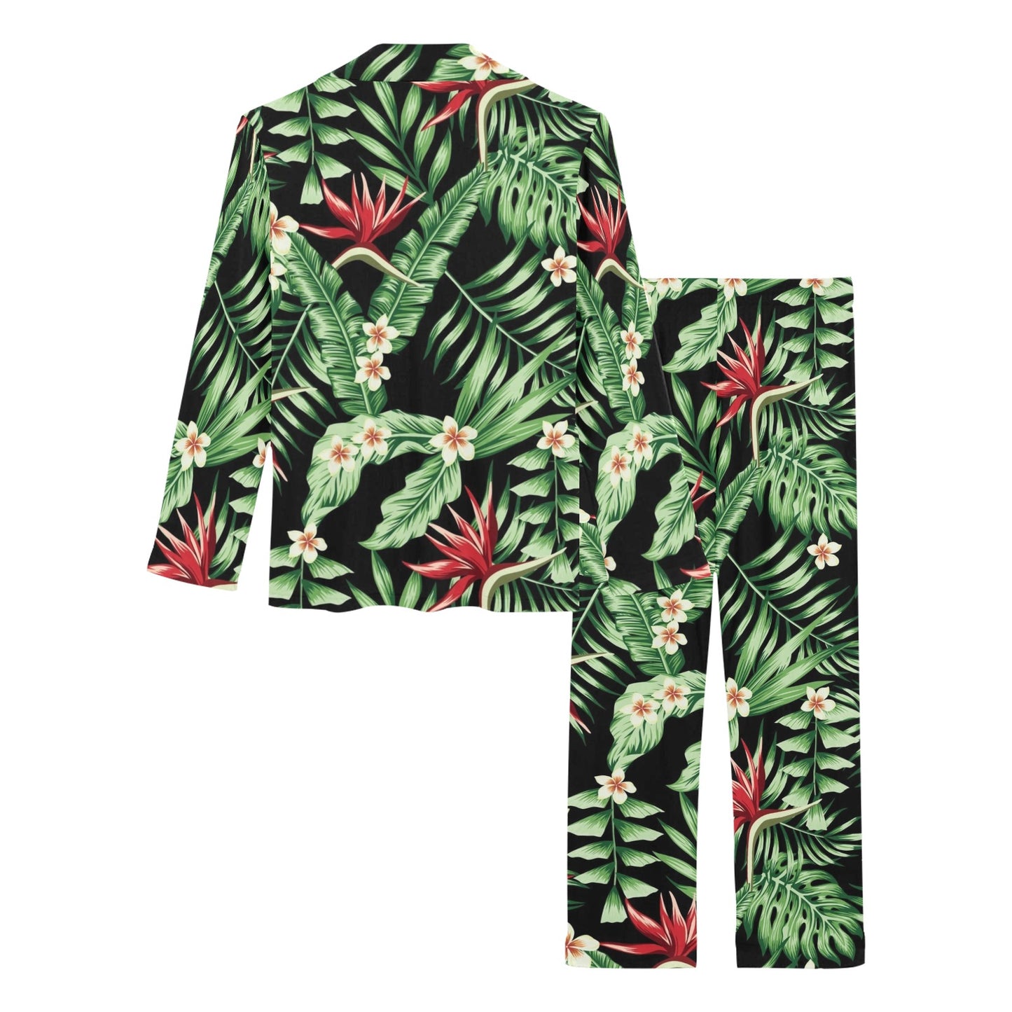 Bird Of Paradise Pattern Print Design BOP05 Women's Long Pajama Set
