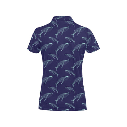 Blue Whale Print Design LKS402 Women's Polo Shirt