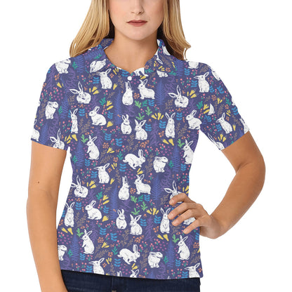 Bunny Pattern Print Design 01 Women's Polo Shirt