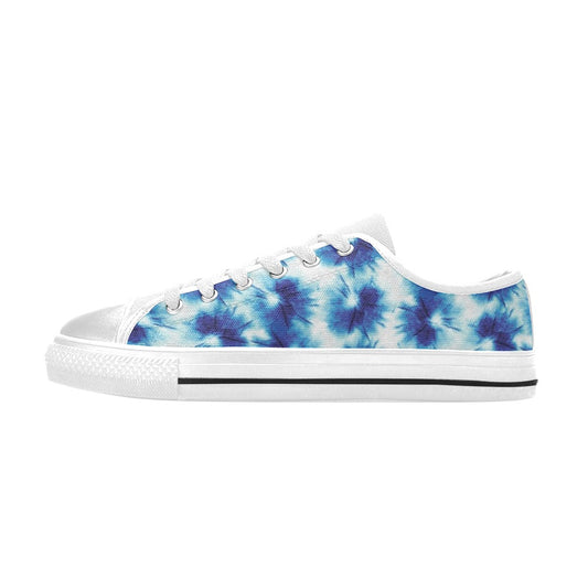 Tie Dye Blue Print Design LKS305 Women's White Low Top Shoes