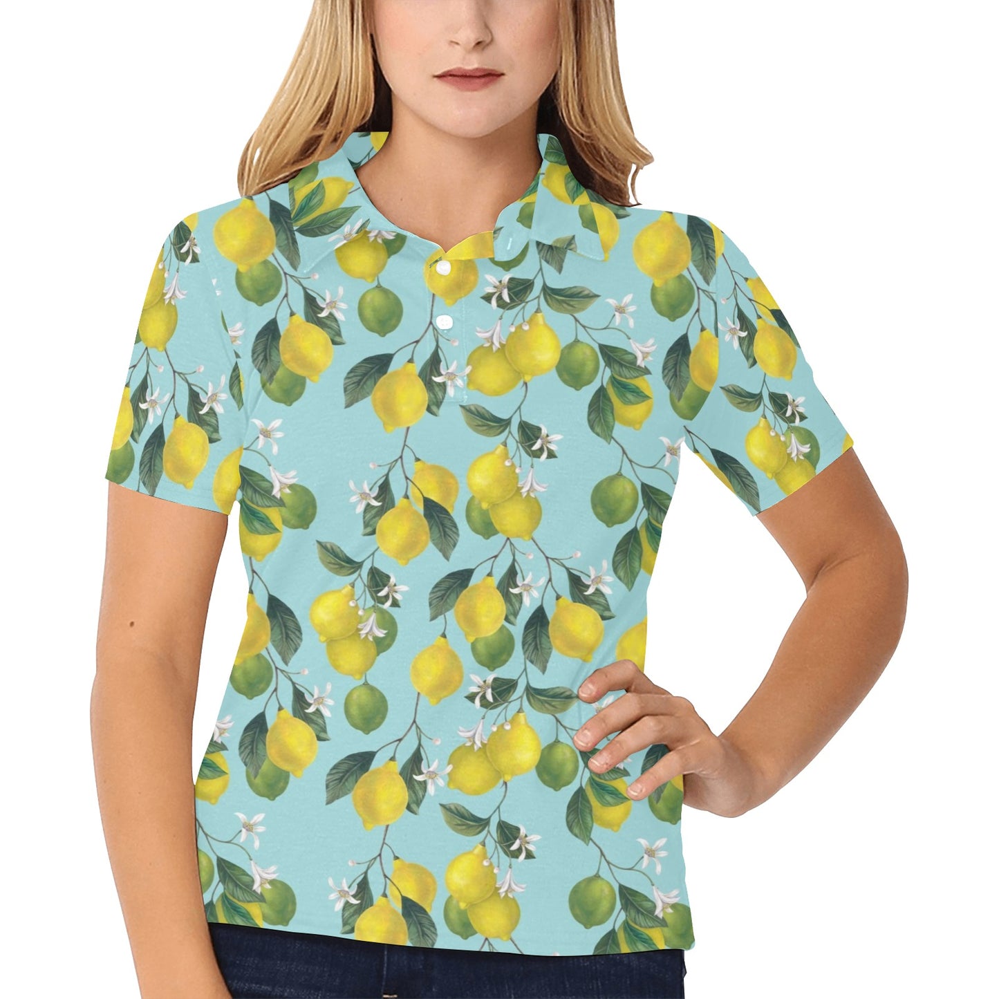 Lemon Pattern Print Design LM05 Women's Polo Shirt