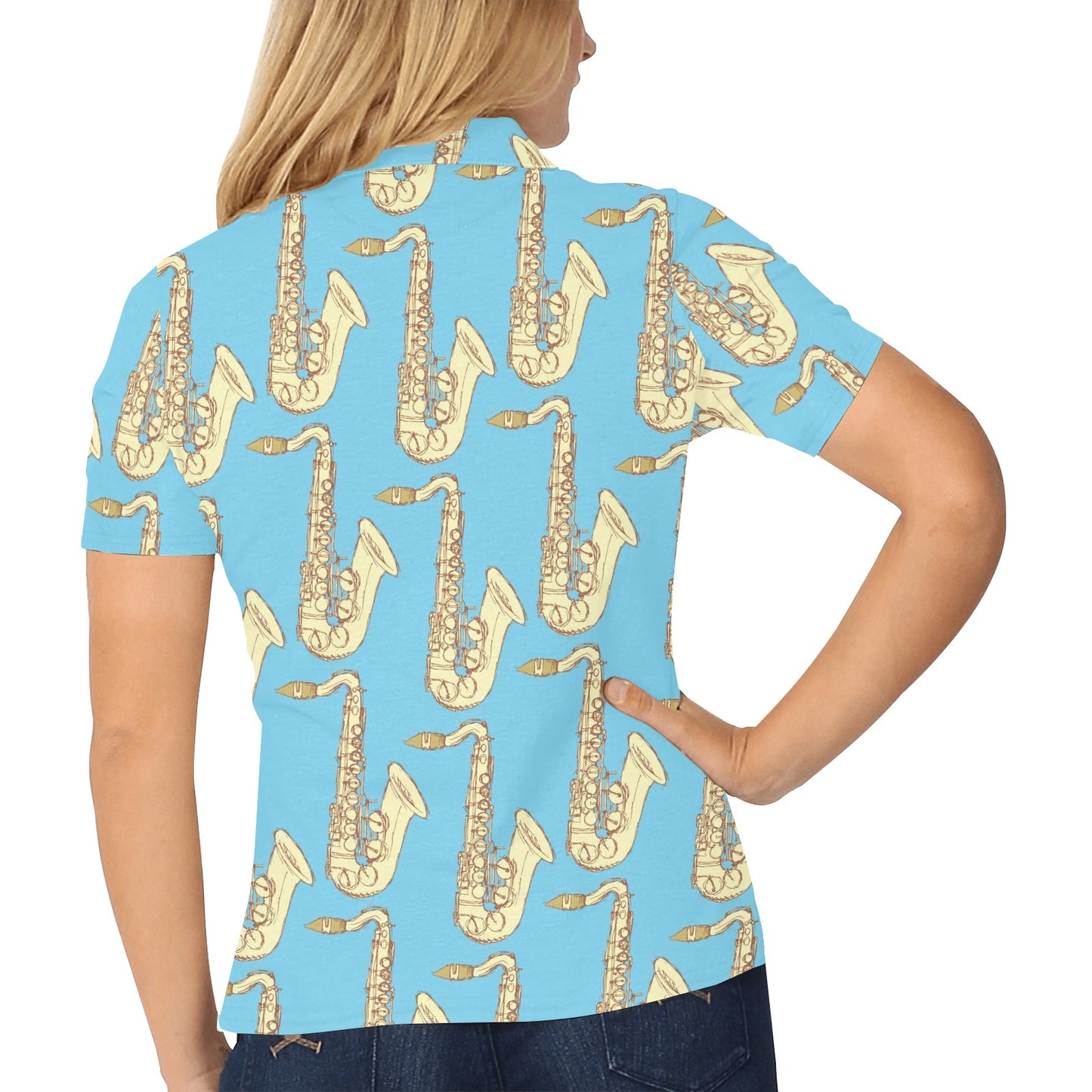 Saxophone Pattern Print Design 03 Women's Polo Shirt
