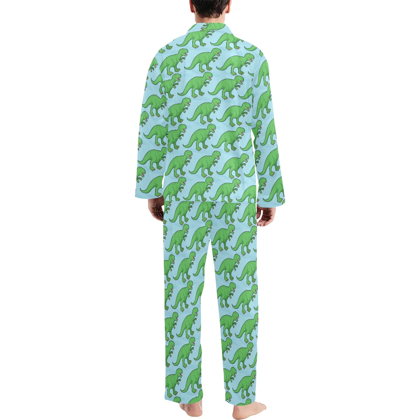 T Rex Pattern Print Design A01 Men's Long Pajama Set