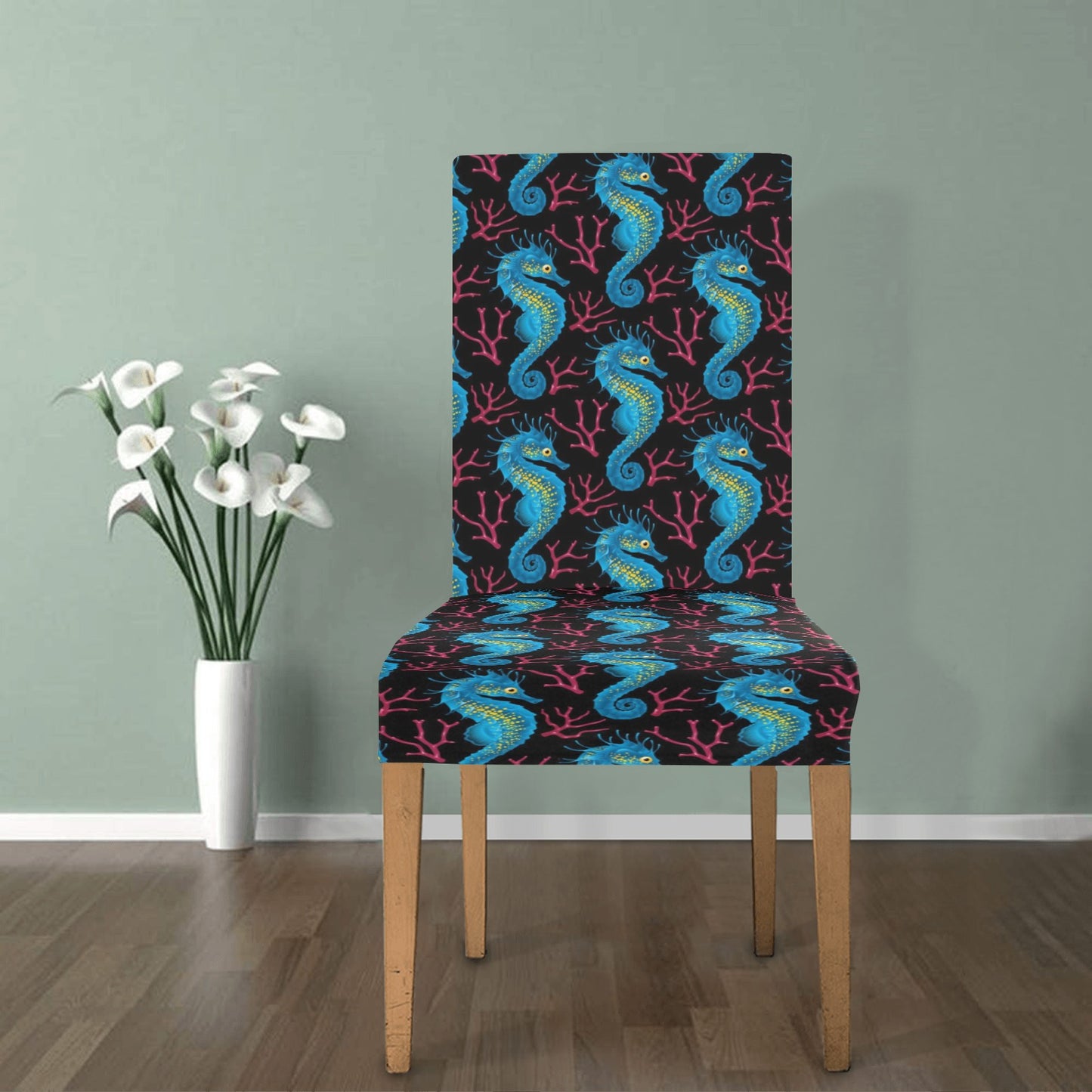 SeaHorse Print Design LKS401 Dining Chair Slipcover