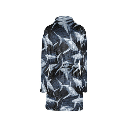Shark Print Pattern Women's Fleece Robe