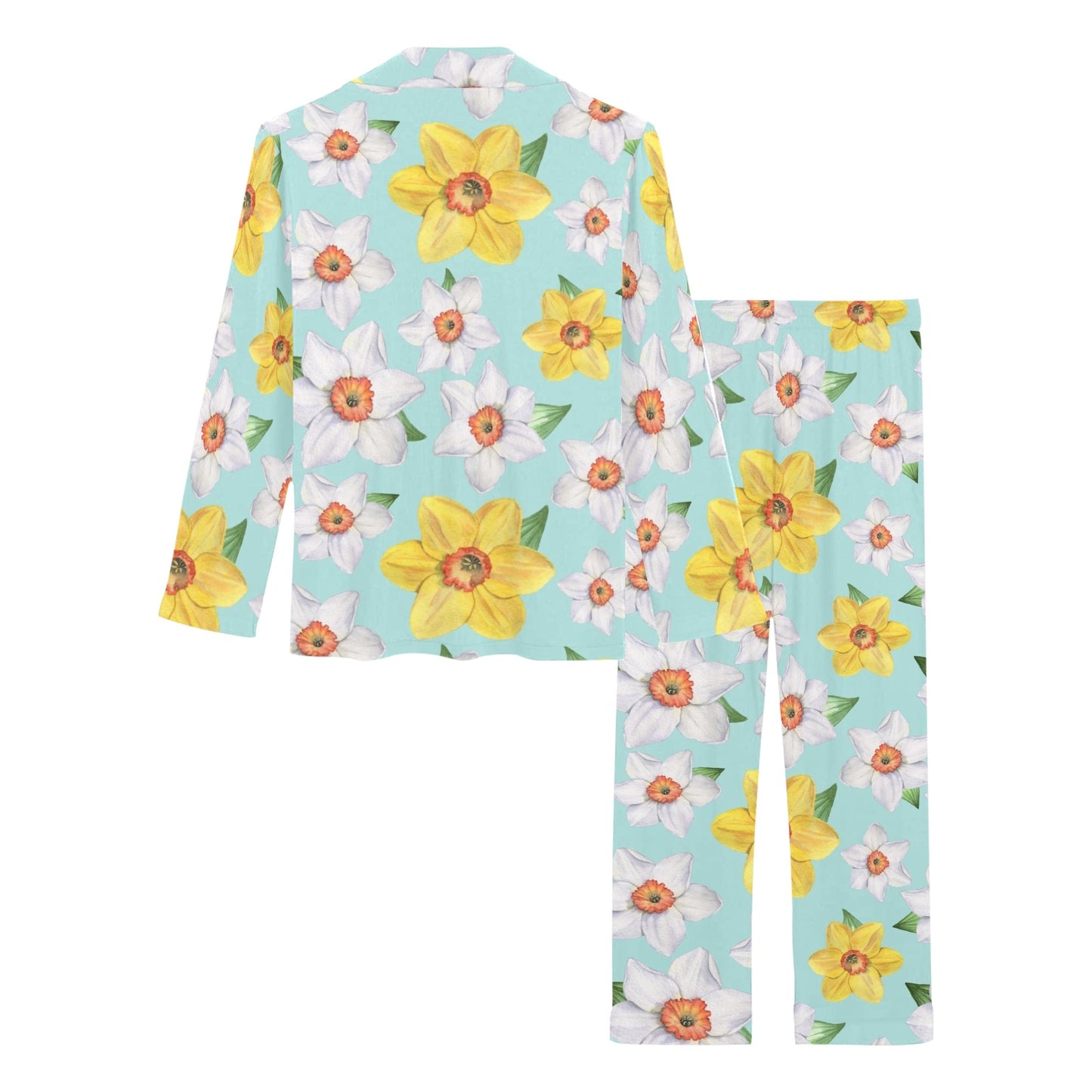 Daffodils Pattern Print Design DF07 Women's Long Pajama Set