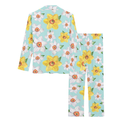 Daffodils Pattern Print Design DF07 Women's Long Pajama Set