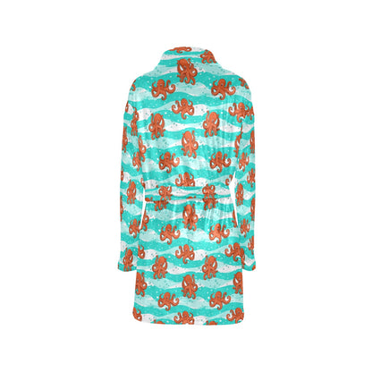 Octopus Cute Design Print Themed Women's Fleece Robe