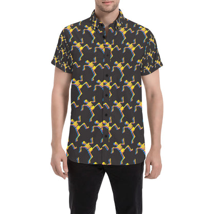 Skeleton Skeleton 3D Print Design LKS301 Men Short Sleeve Button Up Shirt