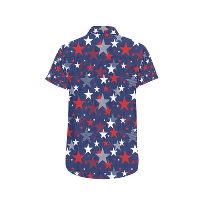 Star Print Design LKS304 Men Short Sleeve Button Up Shirt