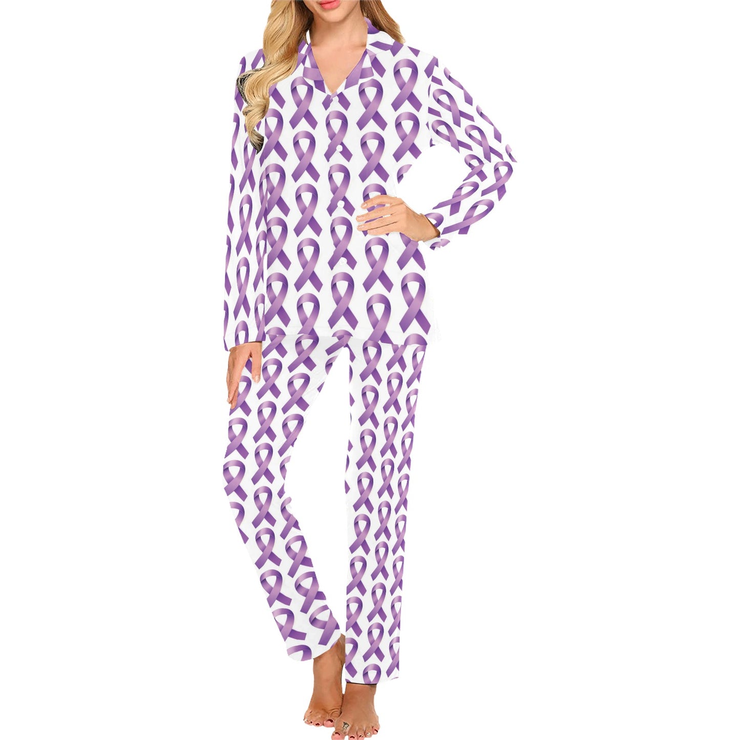 Pancreatic cancer Pattern Print Design A01 Women's Long Pajama Set