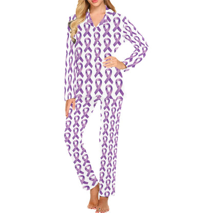 Pancreatic cancer Pattern Print Design A01 Women's Long Pajama Set