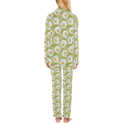 Daisy Pattern Print Design DS06 Women's Long Pajama Set