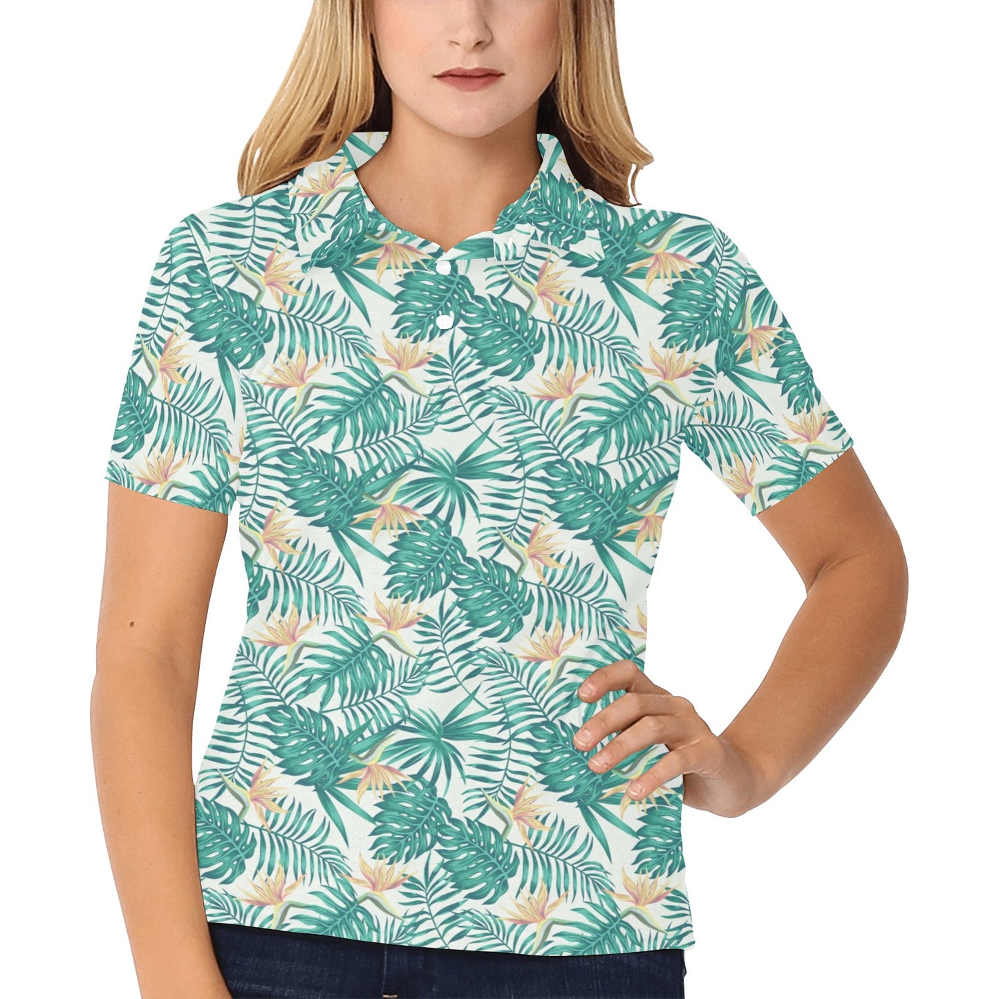 Bird Of Paradise Pattern Print Design 05 Women's Polo Shirt